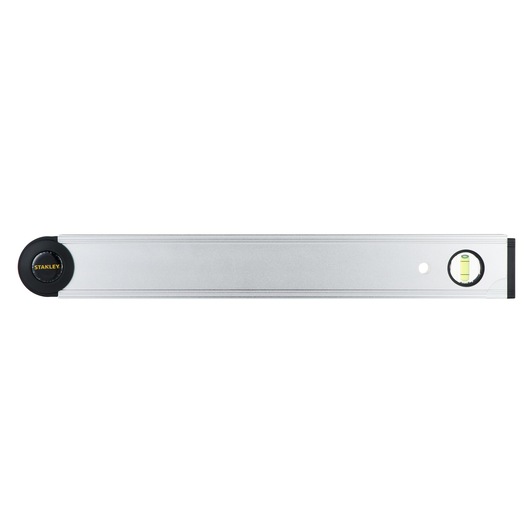 Photo of STANLEY 0-42-087 aluminum spirit level, front view, with black end caps and horizontal vial.