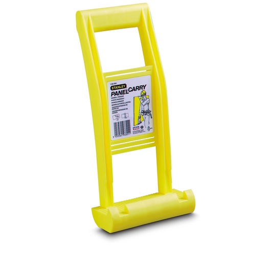 Yellow Stanley panel carry handle for lifting and transporting large panels, ergonomic and lightweight.