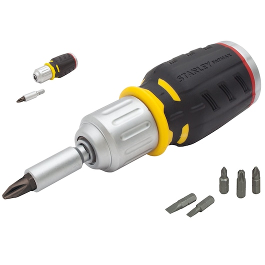STANLEY® FATMAX® Lyhyt ruuvitaltta + 6 kärkeä, räikkätoiminto