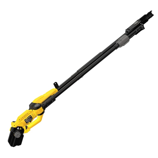 STANLEY SFMCPP632B pole saw, yellow and black, side angle on white background.