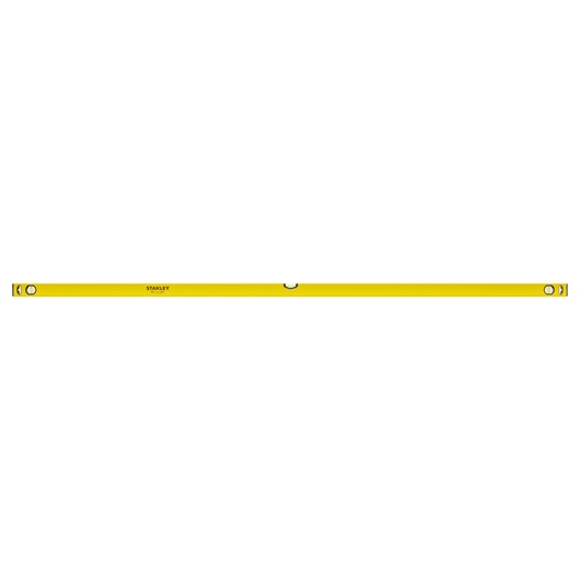 Stanley STHT1-43109 spirit level, yellow, side view on white background.