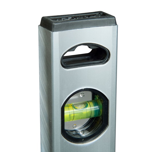 STANLEY STHT1-43111 spirit level with handle, photography of close-up angle on white background.