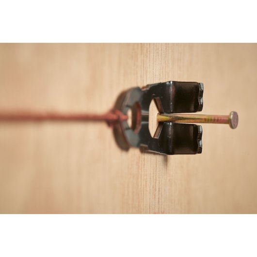 STANLEY STHT47611-0 chalk line tool close-up on wood surface, front angle