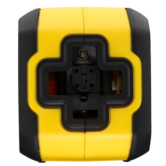 STANLEY STHT77611-0 yellow and black laser level front angle with mounting slot.