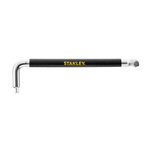 Photo of STANLEY STHT80879-0 L-shaped ratchet wrench, black handle, side view, hand tool category.
