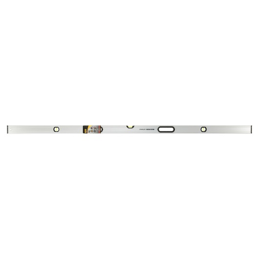 STANLEY XTHT0-42503 aluminium spirit level, front angle, silver body with multiple vials.